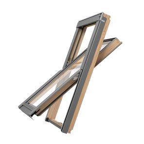 Okno dachowe RoofLITE+ SLIM Pine | 2 szybowe | drewno